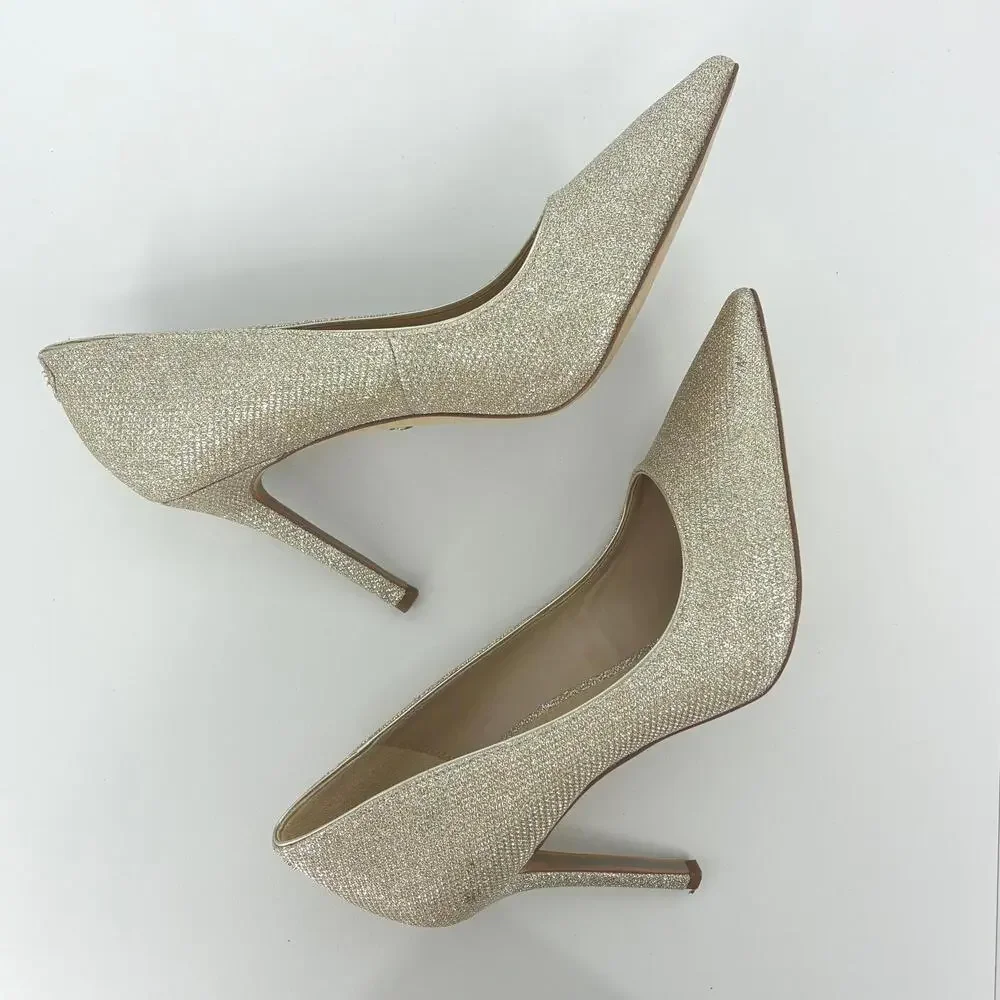 Sam Edelman Hazel Gold Glitter Formal Party Cocktail Pointed Toe Heels Pumps 7W